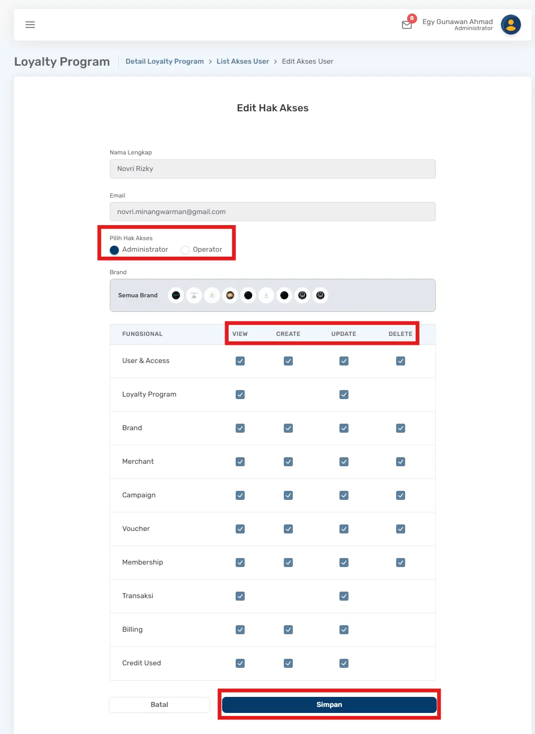 mengelola loyalty program Bliss